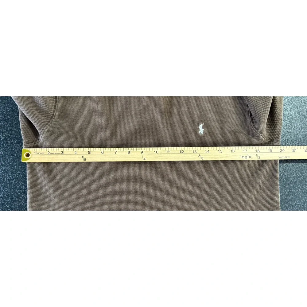 Polo‎ Ralph Lauren Mens Brown Sleepwear Long Sleeve Shirt Size Large Distressed